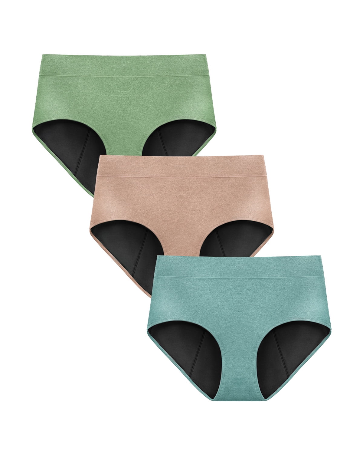 TIICHOO Leakproof Underwear for Women High Waisted Period Panties Briefs  Heavy Flow Menstrual Postpartum Underwear 3 Pack(XX-Large, 3 Black) 