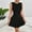 Black, variant on Women's Midi Dresses for Summer Knee Length Solid Color Round Neck Sleeveless Suspenders Tight Fitting Vent Knit Dress