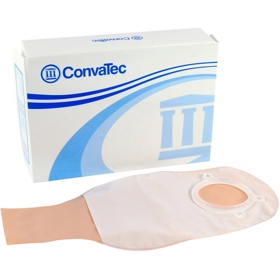ConvaTec 401935 Natura 12" Two-Piece Drainable Pouch with 1-Sided Comfort Panel, Tail Clip, Opaque, 2-1/4" Flange, Pack of 10