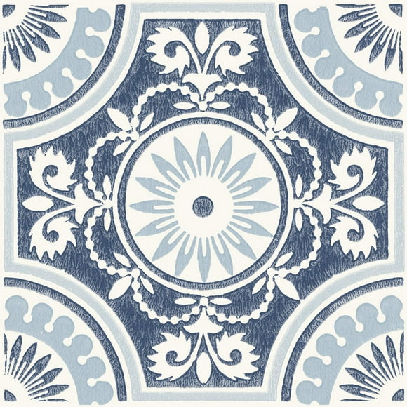 FloorPops Ezra Blue Peel & Stick Floor Tiles Set of 20