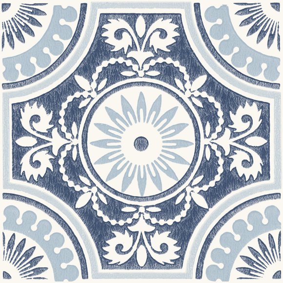 FloorPops Ezra Blue Peel & Stick Floor Tiles Set of 20