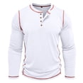 thumbnail image 4 of SWSMCLT Men's Button Henley Shirt Casual Shirt 2025 Regular Fit Pull On Top Fall Henley Classic Spring Comfy White XX-Large, 4 of 4