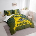 thumbnail image 3 of Feelyou Football Athlete Helmet Twin Bedding Sets 7-Piece, Yellow Green Abstract Bedding Comforter Set, Rugby Sports Theme Reversible Sheet Sets, Luxury Bedroom Decor, 3 of 7