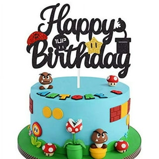 Cikisaa Video Game Cake Topper, Mining Theme Happy Birthday Cake  Decorations Kids Party Supplies, Cute Glitter Gaming Party Favors for Boys  Girls Adults Birthday, Perfect Cake Decor for Game Fans Black 1