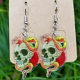 thumbnail image 5 of Dia De Los Muertos Halloween Earrings Day of the Dead Acrylic Rose Sugar Skulls, 5 of 9
