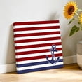 thumbnail image 3 of Canvas Wall Art Blue Anchor Canvas Art Print Costal Red White Blue Stripes Background Pictures Wall Decor for Living Room Bedroom Artwork Decorations Stretched Framed Ready to Hang 8"x8", 3 of 9