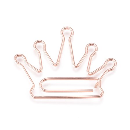 50pcs Crown Shape Iron Paperclips Cute Paper Clips Funny Bookmark Marking Clips Rose golden 28x37x1mm