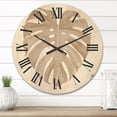 thumbnail image 2 of Designart 'Beige Ivory Pastel Monstera Heart Shaped Tropical Leaf' Traditional Wood Wall Clock, 2 of 5