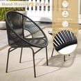 thumbnail image 6 of Costway 3PCS Patio Acapulco Furniture Bistro Set Plastic Rope Glass Table Black, 6 of 10