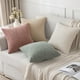 thumbnail image 4 of Nvzi Juego de 2 fundas de almohada decorativas de pana suave, estilo bohemio, a rayas, para decoración del hogar, estilo rústico, 18 x 18 pulgadas, color beige, 4 of 5