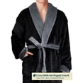 thumbnail image 3 of PAVILIA Mens Robe, Soft Robe for Men, Fleece Warm Long Bathrobe for Bath Shower Spa with Shawl Collar and Pockets, Plush Microfiber -Two Tone Black-Gray, 3 of 7