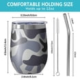 thumbnail image 5 of Camouflage 12oz Stainless Steel Insulated Wine Tumbler with Lid and Straw – Double Wall Vacuum Mug for Hot & Cold Drinks, 304 Steel Interior, Sweat-Free Design, 5 of 5