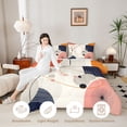 thumbnail image 3 of Homewish Boho Geometric Lines Full Size Comforter Sets,Minimalist Abstract Art Bedding Comforter Set,Cream,Light Gray Reversible,3pcs,1 Comforter and 2 Pillowcases, 3 of 7
