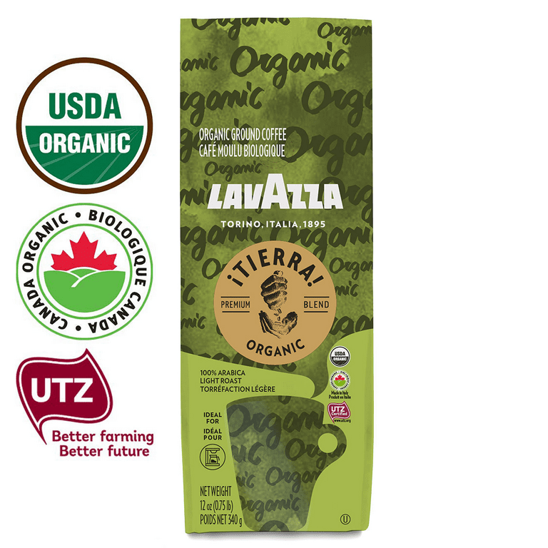 Lavazza ¡Tierra! USDA Organic Ground Coffee Blend, Light Roast, 12-oz Bag