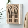 thumbnail image 5 of LuxenHome Farmhouse White and Natural MDF Wood Cathedral-Style 2-Door Wall Cabinet, 5 of 10