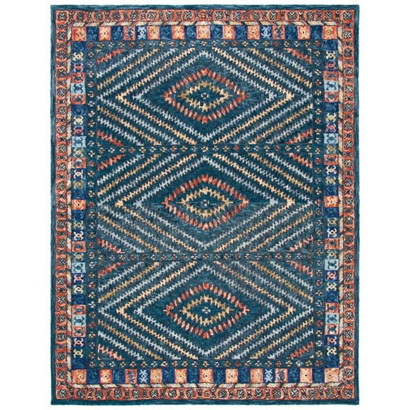 SAFAVIEH Aspen Alexanndria Floral Bordered Wool Area Rug, Rust/Green, 5' x 8'