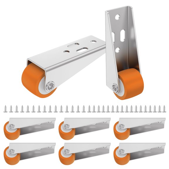 Sutowe Low Profile Casters Wheels Set Versatile Portable Mini Long Frame Rigid Caster Kit Easy to Install Little Rubber Rolling Wheel for Assembly