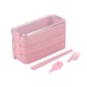 thumbnail image 2 of Lonchera Bento apilable para adultos | Recipiente para preparar comidas con 3 compartimentos y juego de utensilios | Plástico resistente a fugas | Apto para microondas y lavavajillas | Beige, rosa,, 2 of 7