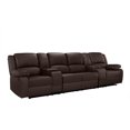 thumbnail image 3 of Home Theater 4 Seat Recliner Sofa with Cup Holders, Dark Brown, 3 of 7