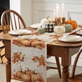 thumbnail image 4 of Fall Table Runner Thanksgiving Orange Pumpkin Table Runners Maple Leaves Linen Cotton Linen Dresser Scarf Kitchen Dining Table Decor for Fall Holiday Party Decor 13x36 Inch, 4 of 9