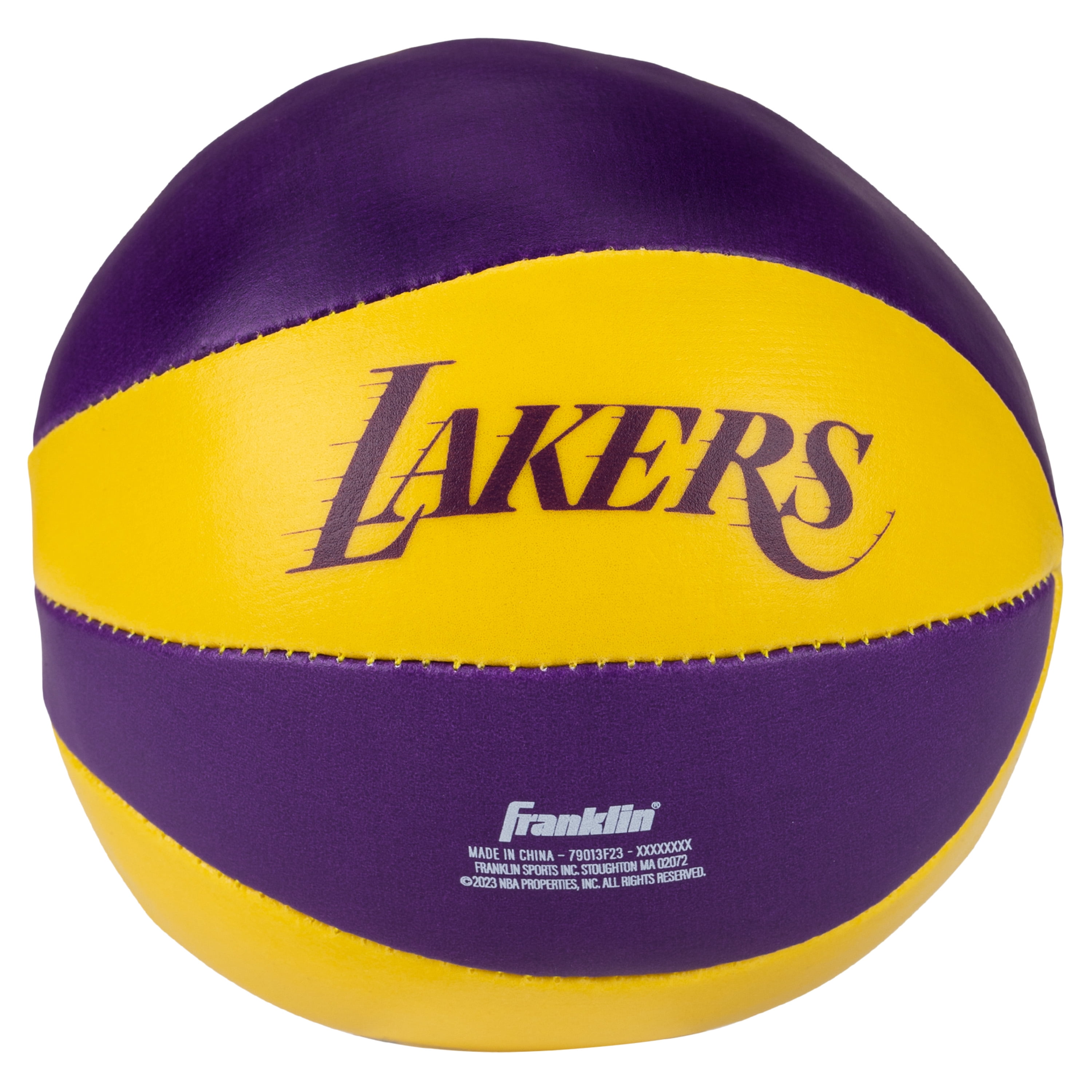 Franklin Sports NBA Los Angeles Lakers Toy Basketballs - 2 Pack of Kids Soft Mini Basketballs for Over the Door + Indoor Hoops - NBA Fan Shop Kids Soft Toy Basketballs - (2) Mini Balls Included