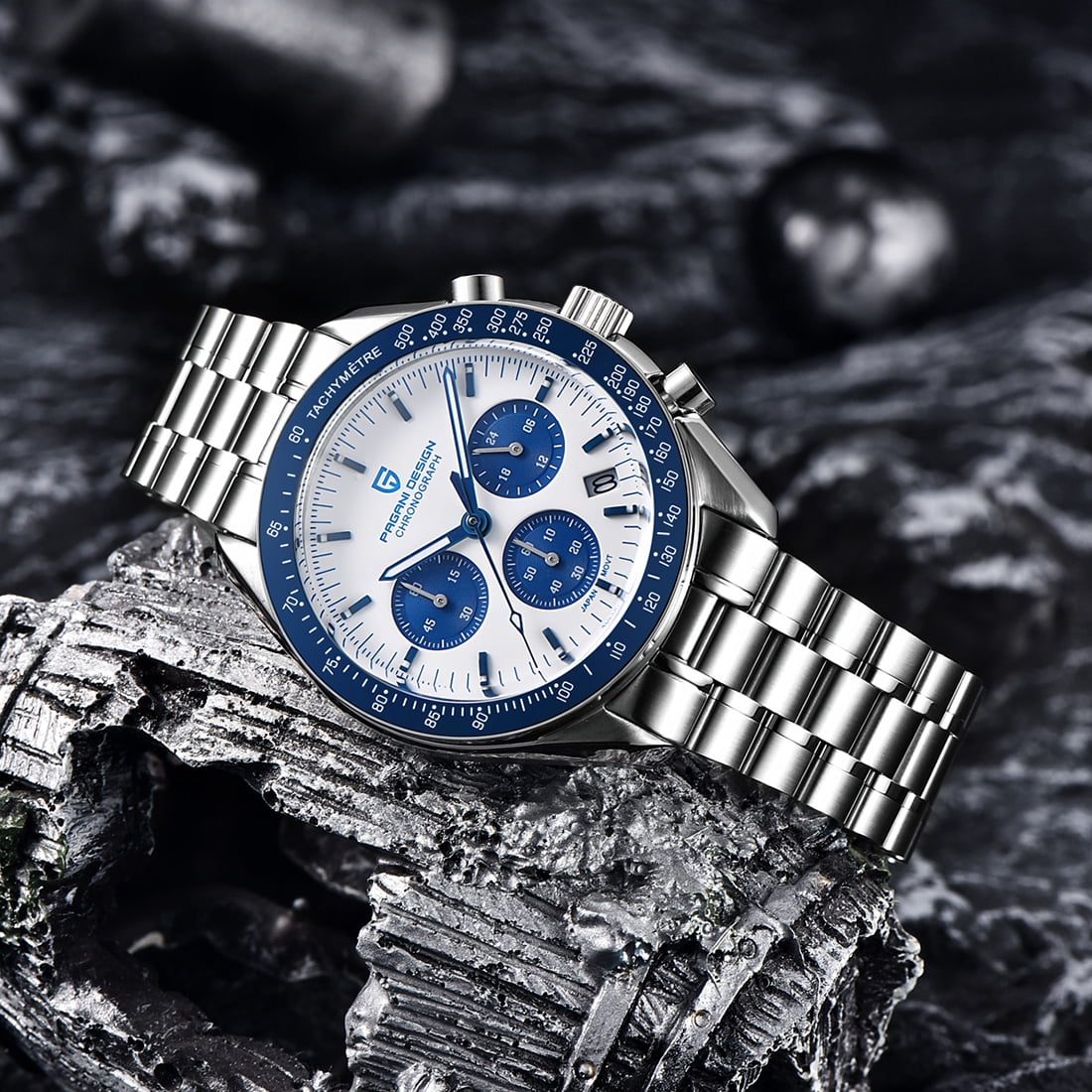 PAGANI DESIGN Men's Quartz Watches 40mm New Release full Stainless Steel Waterproof Sports Chronograph Wrist Watch for Men Sapphire Dial Glass