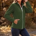 thumbnail image 4 of Mifsaly Fleece Jacket Women Full Zip Stand Collar Fall Coat Warm Lightweight Long Sleeve Outerwear with Pockets Everyday Casual Outdoor Activewear Army Green,XL, 4 of 7