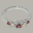 thumbnail image 5 of LBG British Made 10k White Gold Natural Pink Tourmaline & Opal Womens band Ring - 33 size options - Size 5, 5 of 6