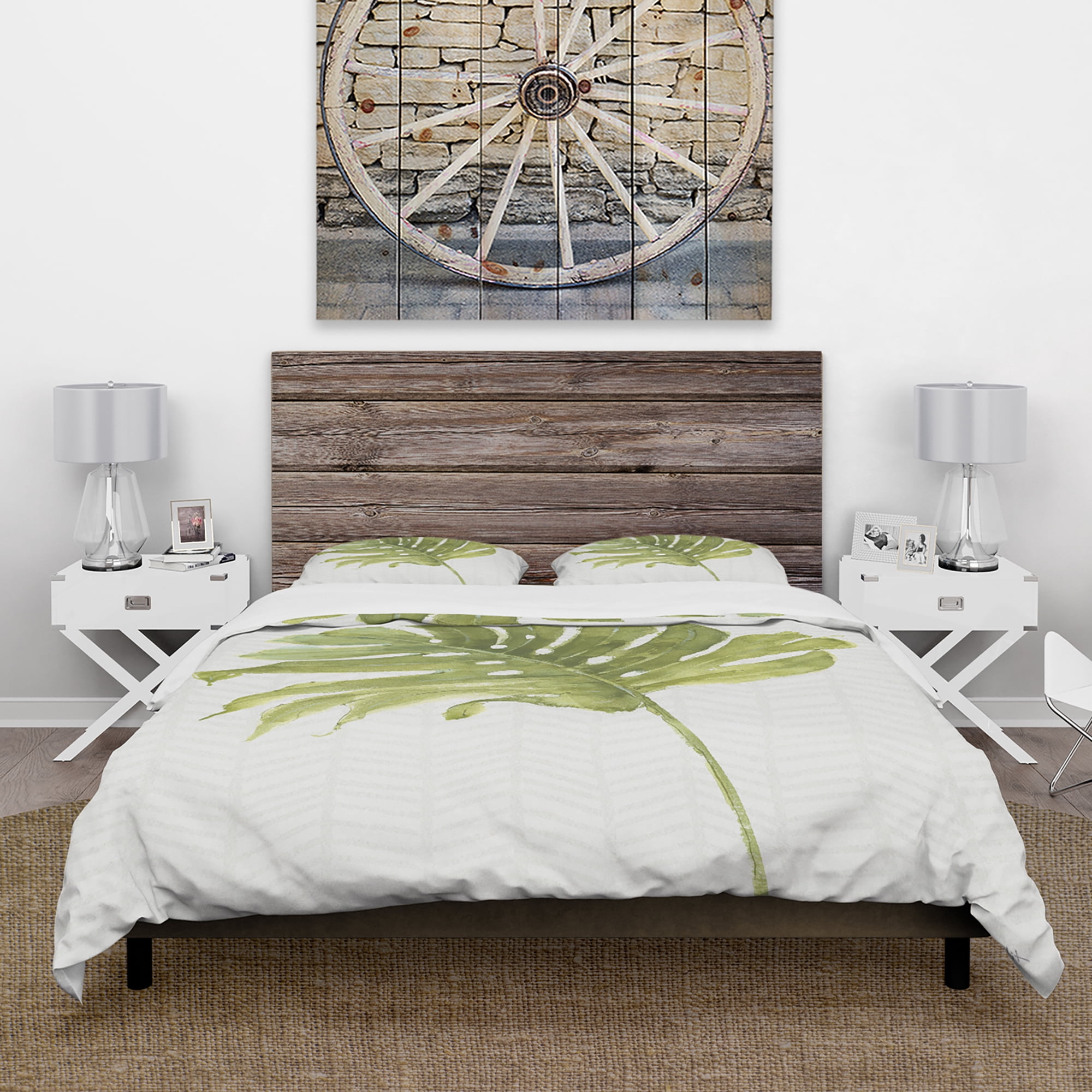 Designart 'Mixed Botanical Green Leaves VII' Cottage Duvet Cover Set