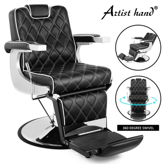 Artist Hand Vintage Black Recliner Barber Chair Salon Beauty Spa Hair Styling