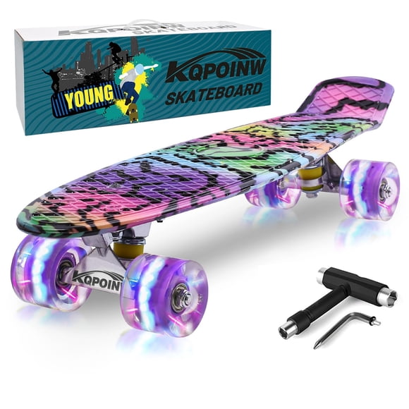 Monopatín Kqpoinw Kids 22 completo con ruedas LED moradas
