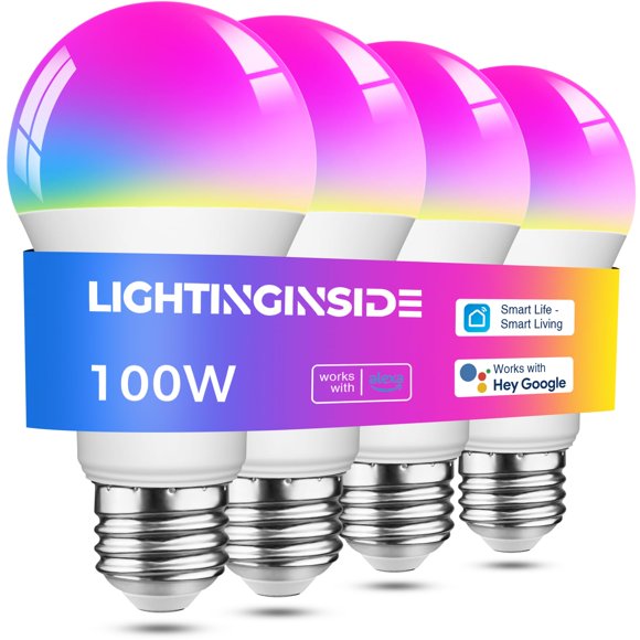 Bombillas inteligentes para iluminación interior, 11 W, 1350 LM, 100 W, WiFi, 4 unidades