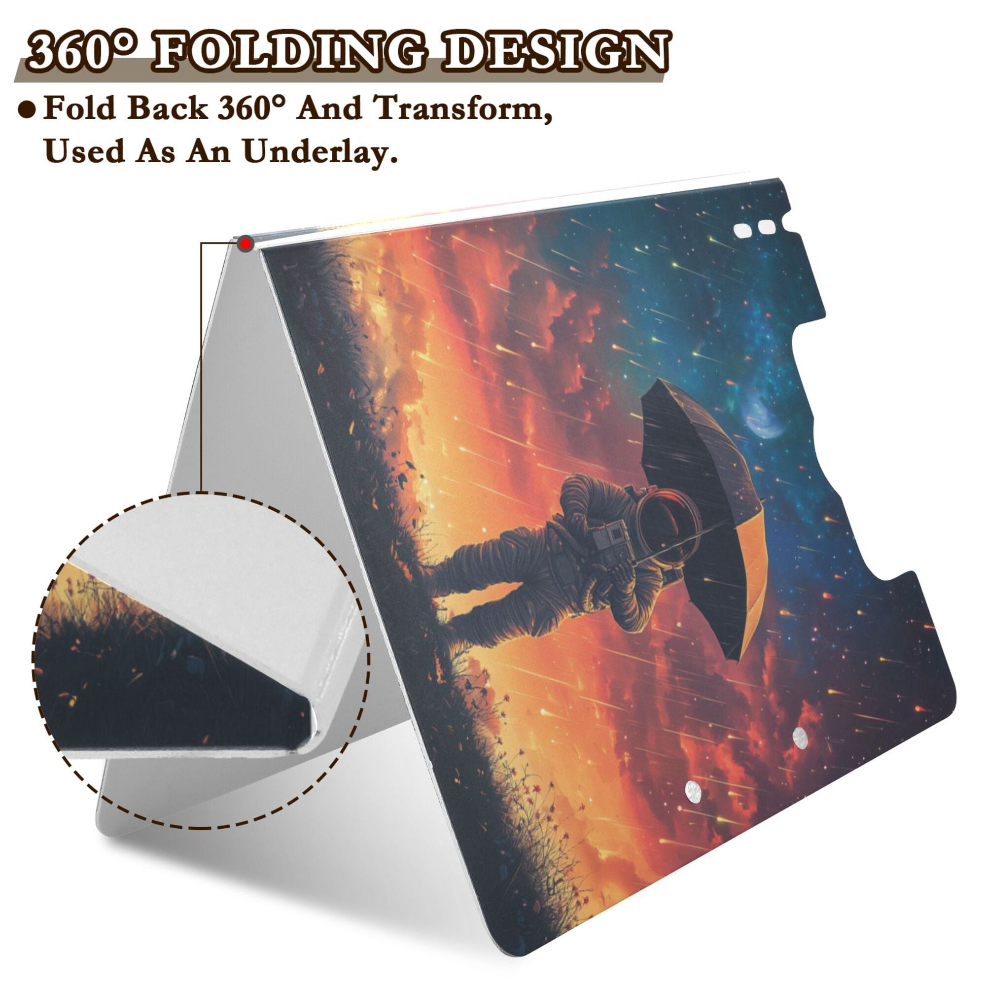 FORMRS A4 Clipboard Folder with Pen Holder Horizontal Foldable School Office Binder, Astronaut at Dawn