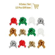 LaRibbons 12Pcs 5" Pull Bow Pew Bows for Wedding Decorations Christmas Gift Wrapping - Red,Green,White,Silver,Matte Gold,Light Gold