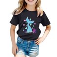 thumbnail image 2 of Zszcpp Toddler Girl Graphic Teens Trendy Ocean Animal Leisure Print Tee Short Sleeve Baggy T-Shirt Blouse Girls Tops, 2 of 5