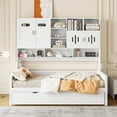 thumbnail image 3 of Harper & Bright Designs Twin Size Daybed with and Storage Bookcase, Wood Daybed with Trundle, Twin Wooden Day Bed with Storage Cabinets Shelves, White, 3 of 14