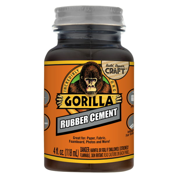 Gorilla Glue Clear Rubber Cement Adhesive, 4 Ounce Jar - Walmart.com