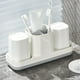 thumbnail image 1 of Organizador de baño | Portacepillos y pasta de dientes con orificios de drenaje | Portavasos de plástico blanco para fregadero, ideal para tazas y artículos de aseo, 1 of 6