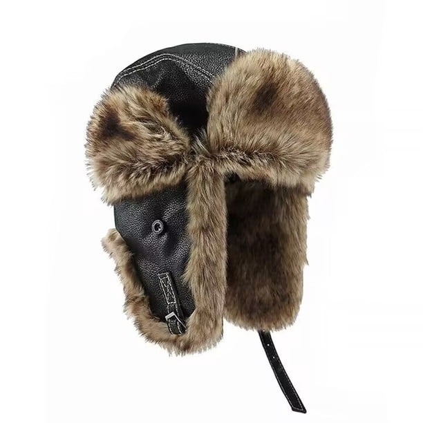 Gorro de noreste para hombre, protección auditiva para otoño e invierno, cálido gorro Lei Feng de piel sintética, gorro de montar a prueba de viento para exteriores, gorro de piloto para
