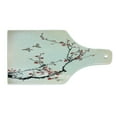 thumbnail image 2 of Nature Cutting Board, Flowers Buds and Birds with Cherry Branches Style Art Painting Effect, Decorative Tempered Glass Cutting and Serving Board, Wine Bottle Shape, Pale Maroon Black, by Ambesonne, 2 of 5