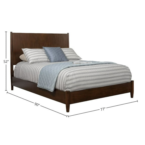 Alpine Furniture Flynn Mid Century Modern California King Panel Bed, Walnut