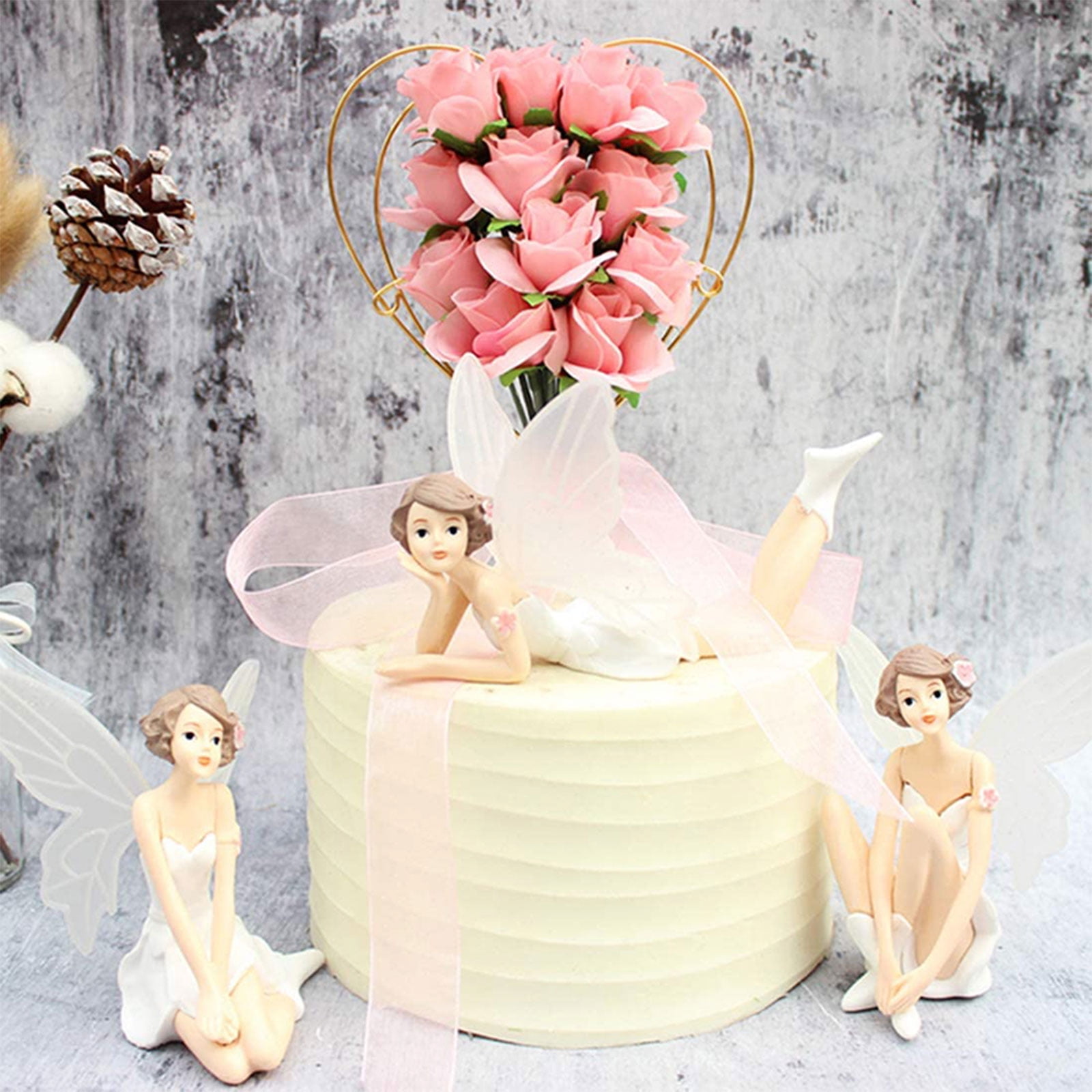 Details about   6/3pc Set Flower Fairy Figure Ornaments Wing Fairy Figurine Doll Toy Cake Topper