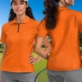 thumbnail image 4 of Binienty Orange Golf Shirt for Couple Relaxed Classic Fit Moisture Wicking Couple Shirt with Quarter Zip Versatile Short Sleeve Athletic Tops for Golf Running Sports, 4 of 7