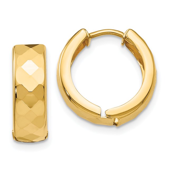14k Yellow Gold Hinged Hoop Earrings Round