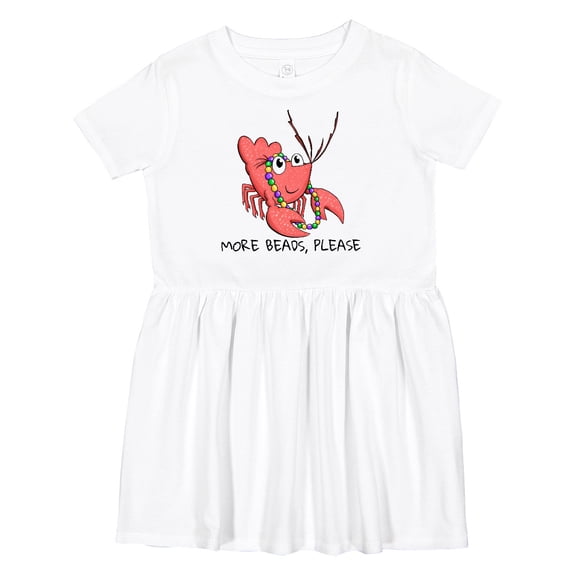 Inktastic More Beads, Please Cute Mardi Gras Crawfish Girls Toddler Dress