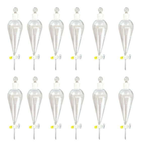 Separatory Funnel with Glass Stopcock, 500ml, Pack of 12