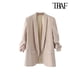 thumbnail image 4 of TRAF-Chaqueta abierta para mujer, abrigo Vintage de manga larga plisada con bolsillos y solapa, prendas de vestir exteriores elegantes, 4 of 5