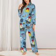 thumbnail image 2 of Fuzoiu Pirate Marine Animals Print Women's Long-Sleeved Pajama,Lounge Button Down Nightwear,Womens Notch Collar Pajama Set-Small, 2 of 7