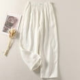 thumbnail image 2 of FRSASU Womens Cotton Linen Wide Leg Pants Solid Color High Waisted Baggy Loose Casual Pants White XL(XL), 2 of 9