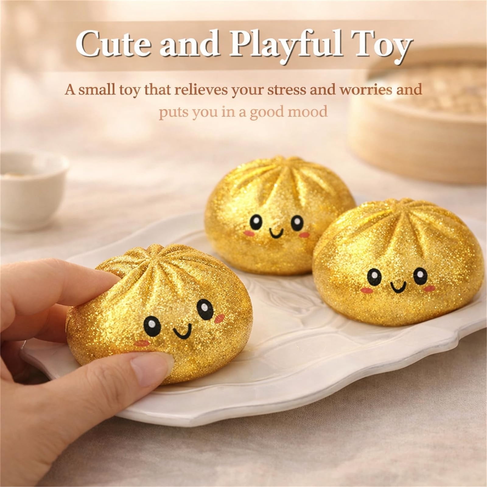 Fun Different Texture Squishy Dumpling Toy Random Color 1 Piece